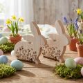 Zajíček Wood Sedící květinový vzor Natural White 24×24cm 2 ks | Floristik24.cz