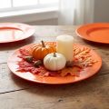 Oranžové plastové talíře – 28 cm – Ideální na párty a dekoraci – 4 kusy | Floristik24.cz