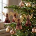 Papírový anděl Vánoční anděl deco vínově červená růžová H12cm 4ks | Floristik24.cz