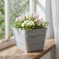 Dřevěný květináč shabby chic šedý 19x19x15,5cm | Floristik24.cz