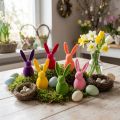 Králík v hejnu, barevný, vysoký 13 cm, různé barvy, 6 kusů | Floristik24.cz