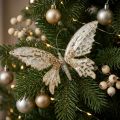 Motýl do svorky, ozdoba na stromeček, adventní, svatební dekorace, ozdobná spona d16cm š13cm | Floristik24.cz