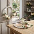 Dekorativní dřevěný prsten Shabby Chic bílý Ø19cm, svatební, jarní, dekorace na dveře, sada 4 kusů | Floristik24.cz