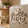 Srdíčka "Love" dřevěná dekorace přírodní s magnetem dekorace znak 20,5/25cm 6 kusů | Floristik24.cz