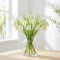 Šachovnicové květiny Fritillaria umělá bílá, zelená 40cm 12 ks | Floristik24.cz