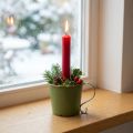 Kuželový svícen vintage šálek dekorativní kovový zelený Ø11cm V11cm | Floristik24.cz
