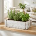 Cihlový tvar, cihlová krabice, dřevěná krabice s kovovým kováním starožitná povrchová úprava, bílá praná L32cm V9cm | Floristik24.cz