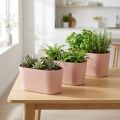 Miska na rostliny oválná dekorativní miska plastová růžová hnědá 20×10×11cm 3ks | Floristik24.cz