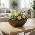 Rostlinná miska s drážkami oválná lodička antracitově zlatá 36cm | Floristik24.cz