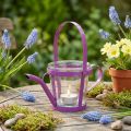 Lucerna skleněná dekorativní konev kovová růžová Ø14cm H13cm | Floristik24.cz