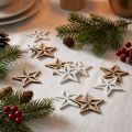 Dřevěná dekorace hvězdičky rozptylová dekorace Vánoční bílá/přírodní 3,5cm 48 ks | Floristik24.cz