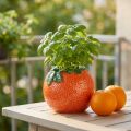 Středomořská dekorativní oranžová váza květináč keramický Ø9cm | Floristik24.cz