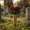 Náhrobní váza zlatá 33cm | Floristik24.cz