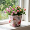 Květináč s květinovým vzorem, plastový, Ø13×V11,5 cm | Floristik24.cz