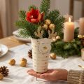 Sobí květináč, adventní dekorace, kovová dekorace, květináč na Vánoce bílý, zlatý V28cm Ø8,5cm | Floristik24.cz