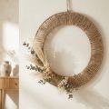 Letní nástěnná dekorace, boho styl, juta a kov, Ø49cm, závěsná dekorace, věnec ze sušených květin, vintage styl | Floristik24.cz