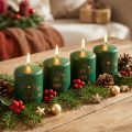Zelené vánoční svíčky, sada 4 kusů, Ø5cm, V6cm, adventní dekorace | Floristik24.cz