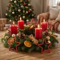 Hvězdičky na adventní věnec Vánoční dekorace jutová červená 15cm 8 ks | Floristik24.cz