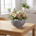 Dekorativní miska kulatá miska na rostliny šedá černá Ø35cm H18cm | Floristik24.cz