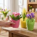 Květináč papírový květináč tkaný růžový žlutozelený Ø9cm H18cm 9ks | Floristik24.cz