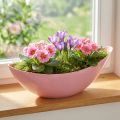 Rostlinná loď plastová miska na květiny růžová 28×9×9cm 3ks | Floristik24.cz