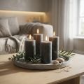 Jednobarevné sloupkové svíčky, antracit, 50x100 mm, sada 4 kusů | Floristik24.cz
