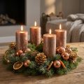 Sloupkové svíčky, sada 4 kusů, jednobarevná metalická měděně-hnědá, 70x120 mm - Elegantní dekorativní svíčky s dlouhou dobou hoření | Floristik24.cz