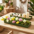 Dekorativní tác, kov a dřevo, zelený, 35,5×11×3 cm, 2 kusy | Floristik24.cz