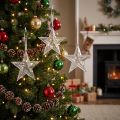 Závěsná ozdoba ve tvaru hvězdy, průhledný plast, 15 cm, 6 kusů | Floristik24.cz