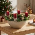 Svícen se 4 objímkami, moderní adventní věnec, béžový, 15 cm | Floristik24.cz