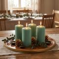 Pillar Candles Green Emerald Grooved Candles 70/130mm 4 ks | Floristik24.cz