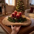 Umělá kožešina dekorativní kožešina kulatý stolní běhoun kožešinový koberec hnědý Ø38cm | Floristik24.cz