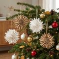 Papírové hvězdy, bílé hnědé, 16 cm, vánoční dekorace, sada 6 kusů | Floristik24.cz
