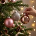Vánoční koule růžovošedé skleněné koule Ø7,5cm 14 ks | Floristik24.cz