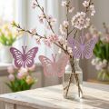 Deco motýli deko věšák fialová/růžová/růžová 12cm 12ks | Floristik24.cz