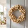 Věnec na dveře, dekorativní věnec, věnec ze sušených květin, sametová tráva, Lagurus, boho styl, přírodní dekorace, Ø31cm | Floristik24.cz