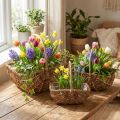 Koš s rukojetí obdélníkový přírodní 34×26/29×20/24×15cm sada 3 ks | Floristik24.cz