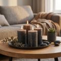 Jednobarevné svíčky antracitové sloupové svíčky 60×80mm 4ks | Floristik24.cz