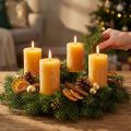 Adventní svíčky, žluté rustikální, 70/110 mm, 4 kusy - jednobarevné sloupkové svíčky pro atmosférickou vánoční výzdobu | Floristik24.cz