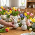 Velikonoční zajíček dekorativní figurky králíci s tečkovaným vzorem 17cm 2ks | Floristik24.cz