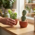 Umělé rostliny Sukulentní kaktus Umělá zelená rostlina 14,5/15,5 cm 2ks | Floristik24.cz