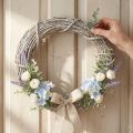 Dekorativní věnec, bíle natřený, věnec na dveře, shabby chic, Ø42cm, přírodní větve, venkovský styl | Floristik24.cz
