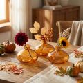 Mini skleněné vázy, baňaté, ploché, oranžové, Ø9cm, 6 kusů | Floristik24.cz