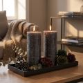 Elegantní antracitové sloupkové svíčky 85x200 mm - rustikální design, dlouhá doba hoření, sada 2 kusů pro stylovou dekoraci | Floristik24.cz