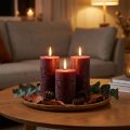 Sada 4 vínových sloupkových svíček, jednobarevné, 70x120 mm - Dekorativní svíčky pro domácí atmosféru a wellness | Floristik24.cz