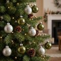 Mini vánoční koule skleněné zelené stříbrné 4 cm 24 ks | Floristik24.cz