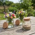 Skleněná dekorace s korkem Vintage Clear Natural Ø7cm V8cm 6 ks | Floristik24.cz