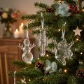 Vánoční figurky zimní dekorace na zavěšení čirá H10cm 3ks | Floristik24.cz