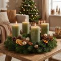 Adventní věnce a dekorace na stůl, olivově zelené, 2 kusy, jednobarevné | Floristik24.cz