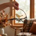 Kovová dekorace na ptačí okno, Ø22,5 cm, podzimní závěsná dekorace, elegantní nástěnná dekorace | Floristik24.cz